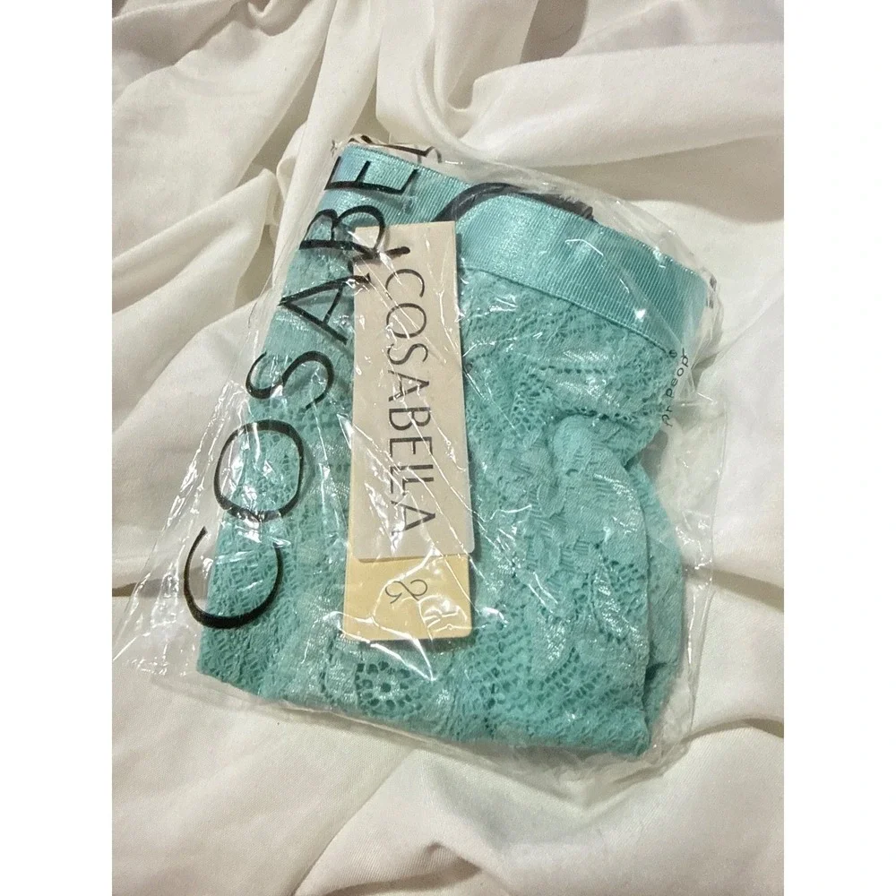 Cosabella‎ Never Say Never Italian Thong Blu Capri Lace Underwear S NWT